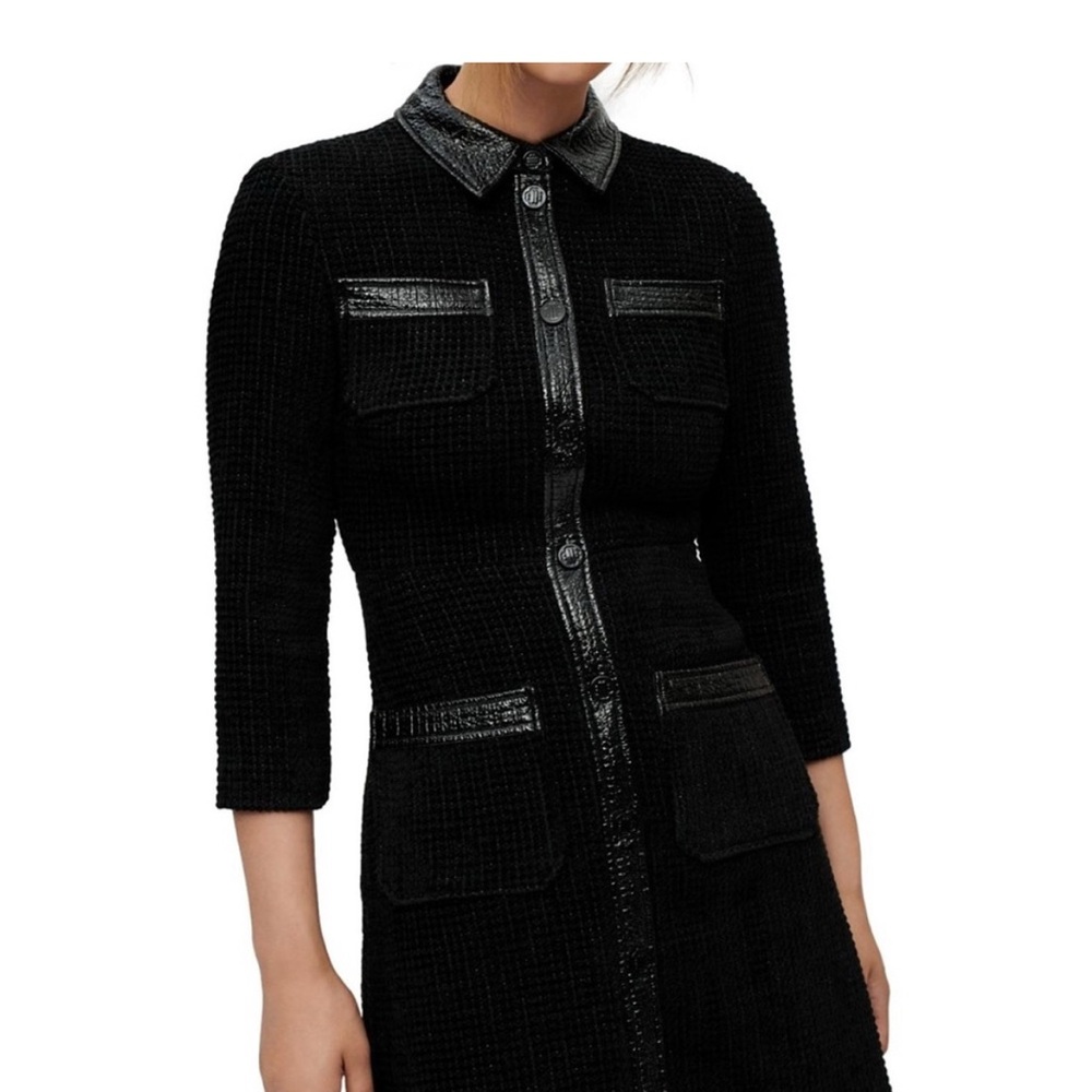 Maje Black Tweed Dress with Silver Details - Picture 2 of 5